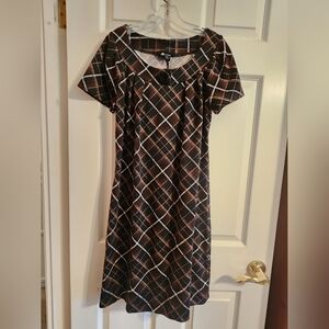 AB Studio Dark Plaid Mini Dress